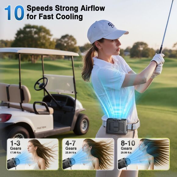 4-in-1 Portable Waist Personal Rechargeable Fan 20000mAh Powerful Dual-Motor - Picture 5 of 16